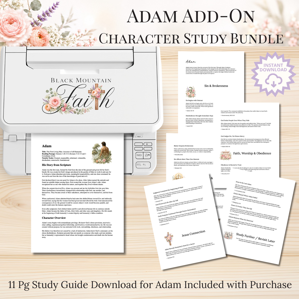 Adam Add-On Character Study Bundle | Physical Bible Study Notes, Tip-Ins, Stickers & Bible Margin Labels