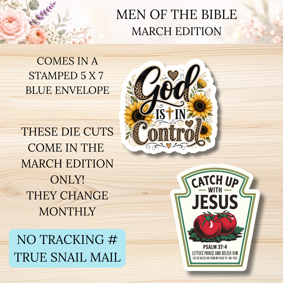 MARCH Men of the Bible Snail Mail Stickers PAST EDITION Listing